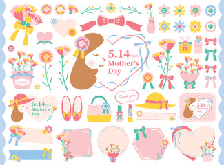 【2023年】母の日のおしゃれなイラストセット　