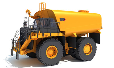 Off Highway Water Truck 3D rendering on white background