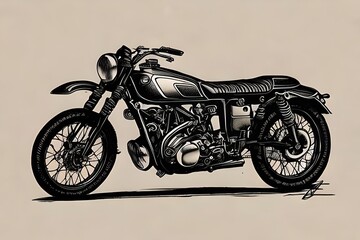 Vintage motorbike pencil sketch illustration