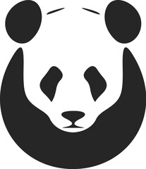 Elegant black and white vector panda logo. Isolated on a white background.
