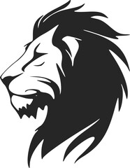 The graceful black white vector logo of the lion. Isolated on a white background.