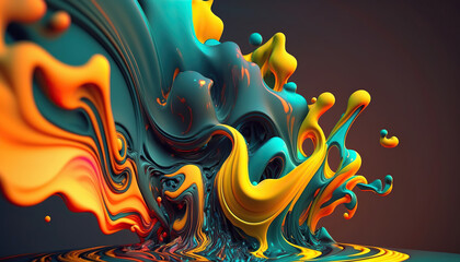 3D abstract colorful fluid design background, generative Ai