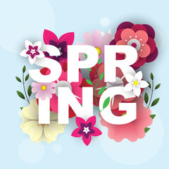 SPRING TEXT MODERN DESIGN AND FLOWERS