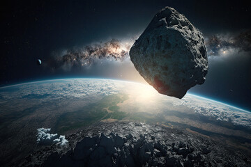 Disaster from Above: Asteroid Impact on Earth Generative AI - obrazy, fototapety, plakaty