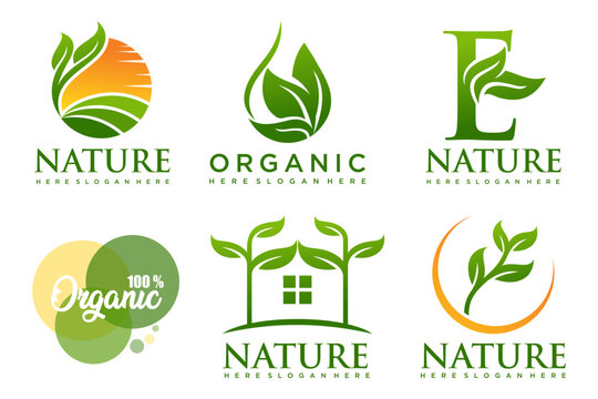 Nature Farm icon set Logo Design Template