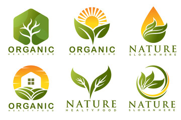 Nature Farm icon set Logo Design Template