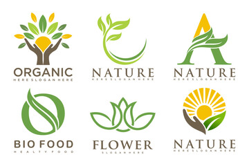 natural product icon set logo design