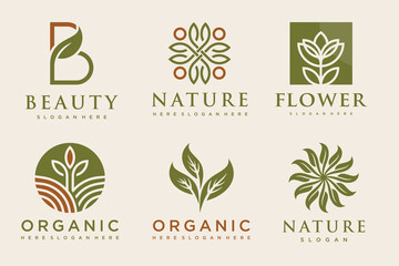 Fototapeta na wymiar Natural product icon set logo design vector template.