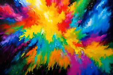 Peel and stick wall murals Game of Paint Exploding full color powder illustration