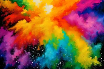 Exploding full color powder illustration
