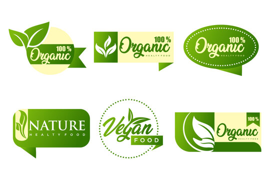 Organic vegetarian banner.Set of modern natural and organic products logo templates and icons.