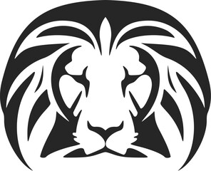 The graceful black white vector logo of the lion. Isolated.