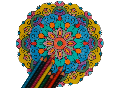 Coloring mandalas as a hobby mindfulness, stress relief