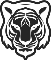 An elegant simple black white logo tiger. Isolated.