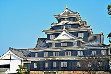 Fototapeta na wymiar Okayanma castle in fine weather, Okayama city, Japan