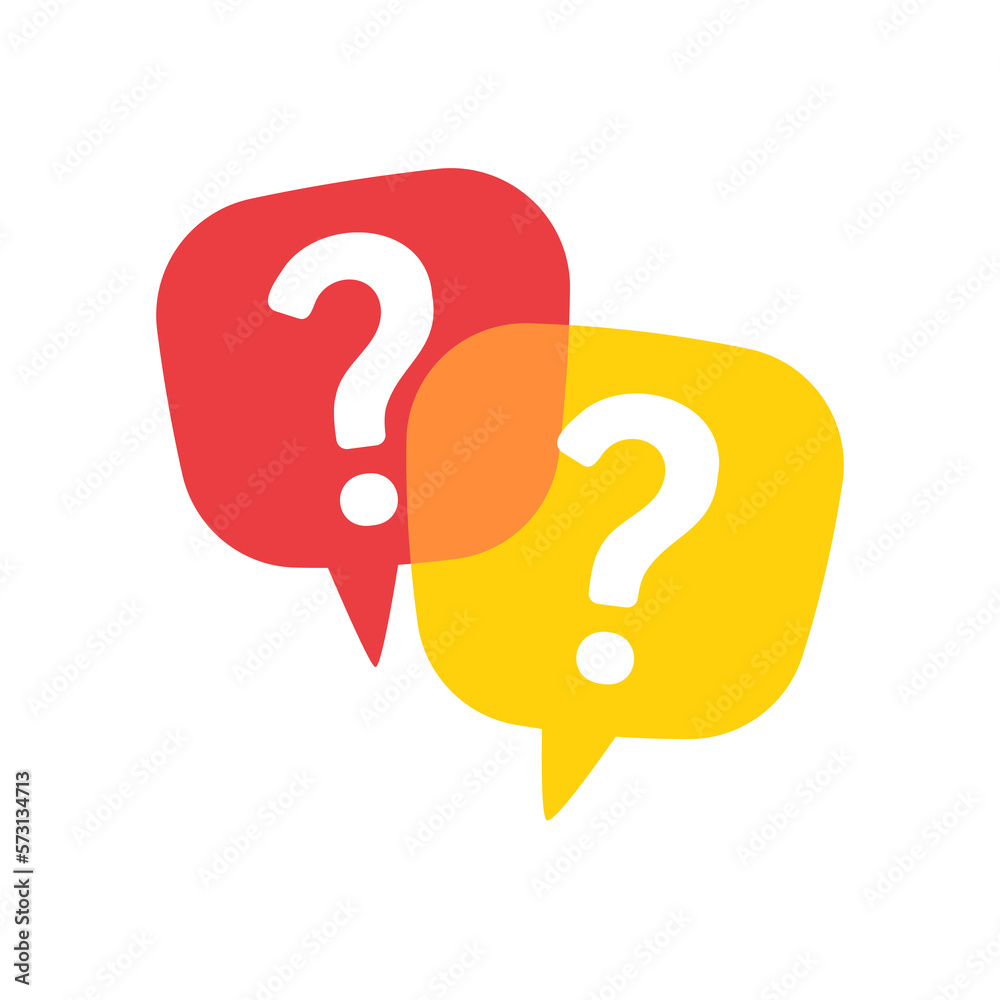 Poster speech bubbles with question marks doubt concept problem solving