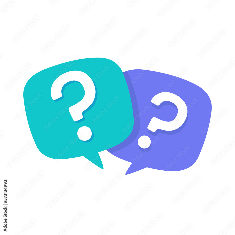Poster speech bubbles with question marks doubt concept problem solving