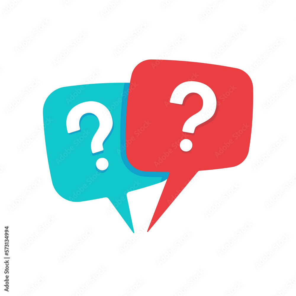 Poster speech bubbles with question marks doubt concept problem solving