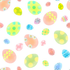 イースターエッグのシームレスパターン Watercolor easter eggs decorated pattern