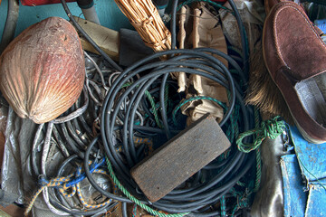 Materials and things in the backyard in the Thai household