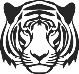 A chic simple black white vector logo tiger. Isolated.