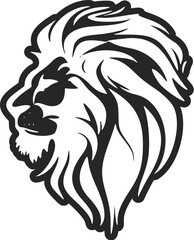 Stylish black white vector logo of the lion. Isolated.