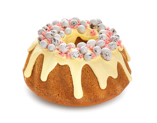 Sweet Easter cake isolated on white background