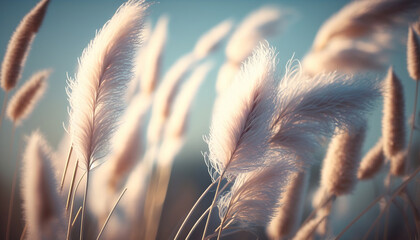 Pampas grass outdoor in light pastel colors, generative Ai - obrazy, fototapety, plakaty