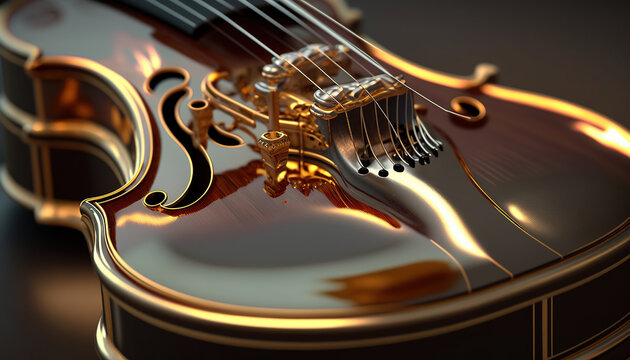 Beautiful old violin on dark background, generative ai