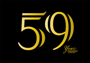 59 years anniversary celebration logotype gold color vector, 59th birthday logo,59 number, anniversary year banner, anniversary design elements for invitation card and poster. number design vector