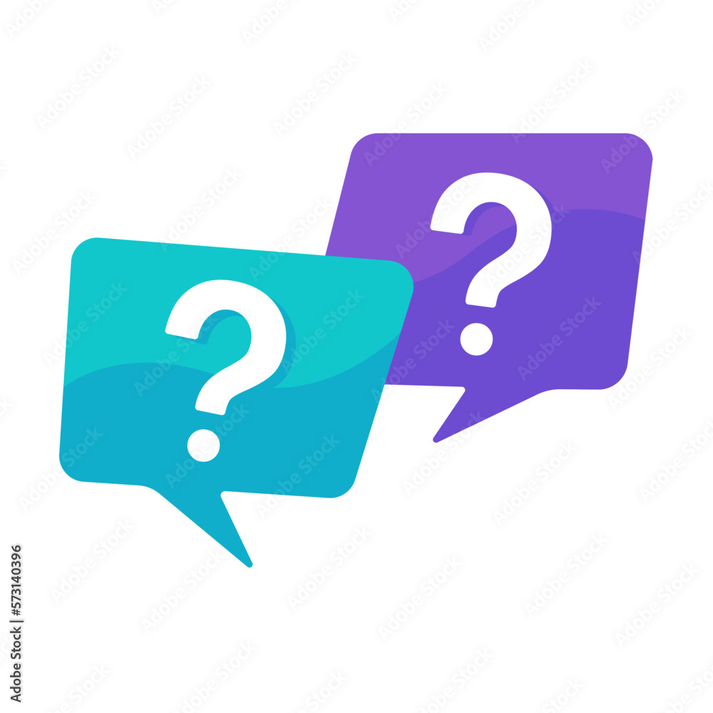 Poster speech bubbles with question marks doubt concept problem solving