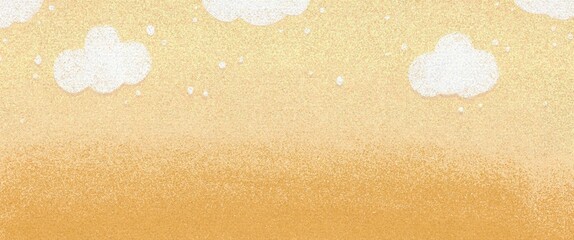Cute freshly sky pastel color with cloudy crayon paint