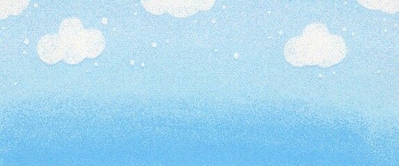 Cute freshly sky pastel color with cloudy crayon paint