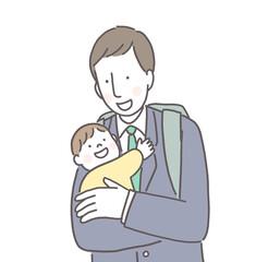 スーツ姿のお父さんと赤ちゃん