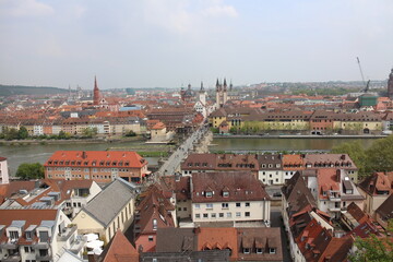 Fototapeta na wymiar Panorama view of old town in Würzburg, Germany