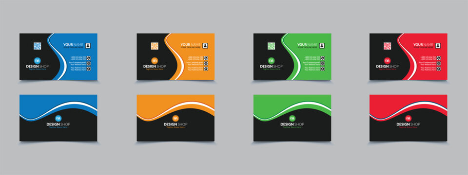 Double-sided Luxury & Modern business card design template. 4 colors Corporate business card design Template, Vector set of creative business cards, Print ready eps file.