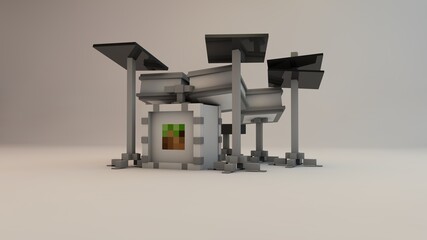 white drum pixel 3d art