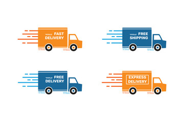 Fast and free delivery illustration design with car