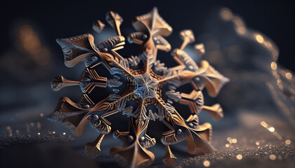 Digital composite of snowflakes and frost, generative Ai