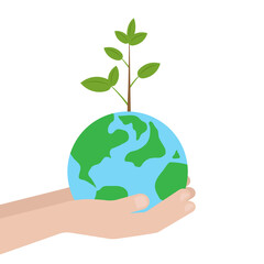 Save Earth. Save Globe. Save the World Save the Planet. Green World. Eco Friendly and Green Energy Concept.