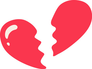 Hand drawn broken heart cartoon expression sign doodle flat icon