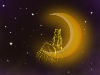 Obraz na płótnie Canvas Queen of the moon in magic fairy tale.