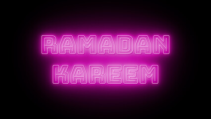 Ramadan kareem text with neon effect in black background