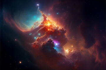 Obraz na płótnie Canvas Abstract background. Colorful nebula. Fantasy fractal texture. Digital art. 3D rendering.