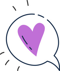 Communication cloud with heart symbol flat icon Greeting and invitation