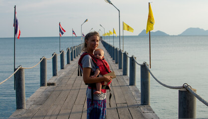 Tourist on the pier waiting for the ferry