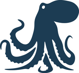 Octopus black silhouette flat icon