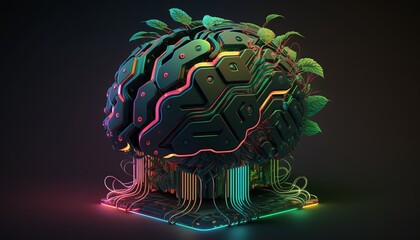 Generative ai of robot brain technology concept