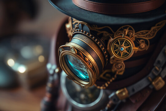 Cyclops glass steampunk with generative AI technology