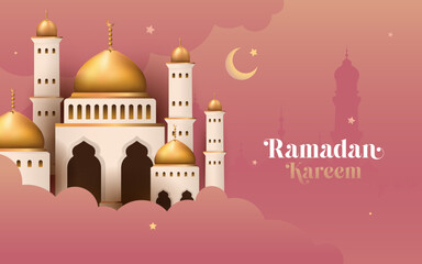 Obraz premium Ramadan Mubarak Eid Festival Vector Greeting Background Design Template